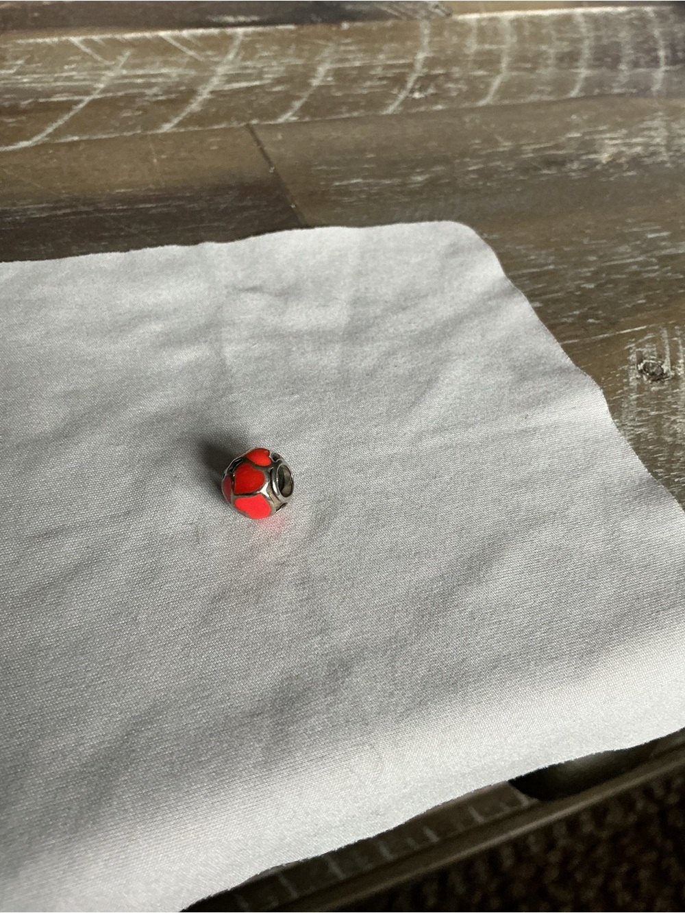 Pandora Silver Charm with Red Enamel Hearts